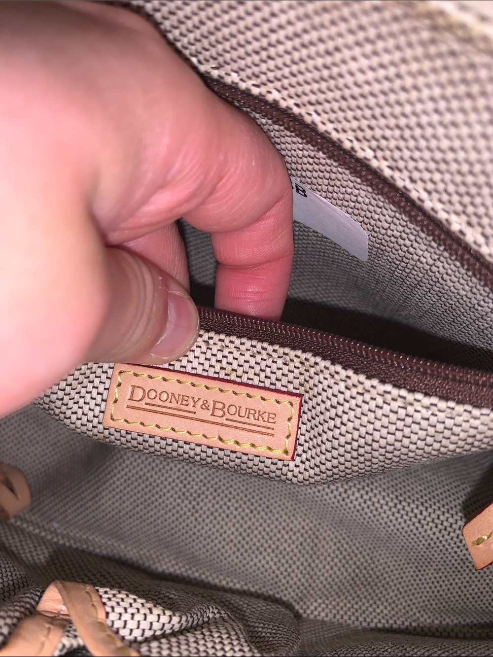 Dooney & Bourke Light Blue Logo Canvas Shoulder Bag with Tan Leather Trim - Picture 9 of 13